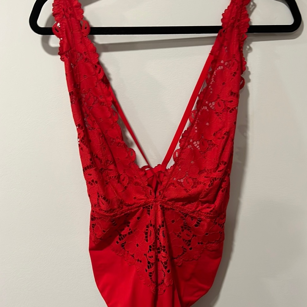 Forever 21 Red Lace Bodysuit